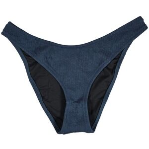 J.‎ Crew Textured curved-waist cheeky bikini bottom in Navy M NWT